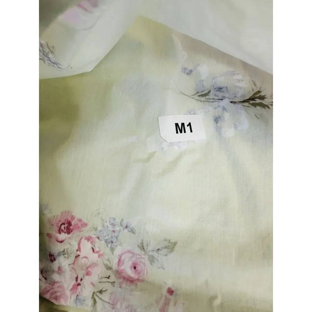 Simply Shabby Chic Blush Beauty Green Bouquet Rose Ruffle Duvet Set Full/Queen‎